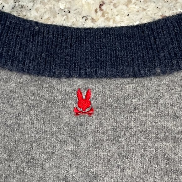 PSYCHO BUNNY Fulton Cardigan Sweater 498, Heather Grey Storm Skull Bunny, Unisex - Picture 14 of 16